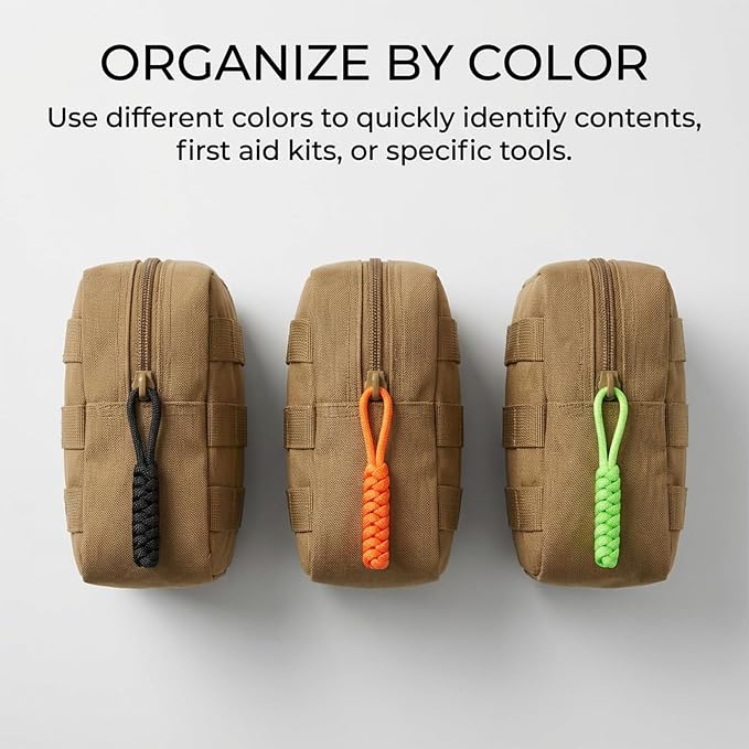10 Pieces Paracord Zipper Pull Replacement Zipper Pulls Tab 4" Keychain - Image 5