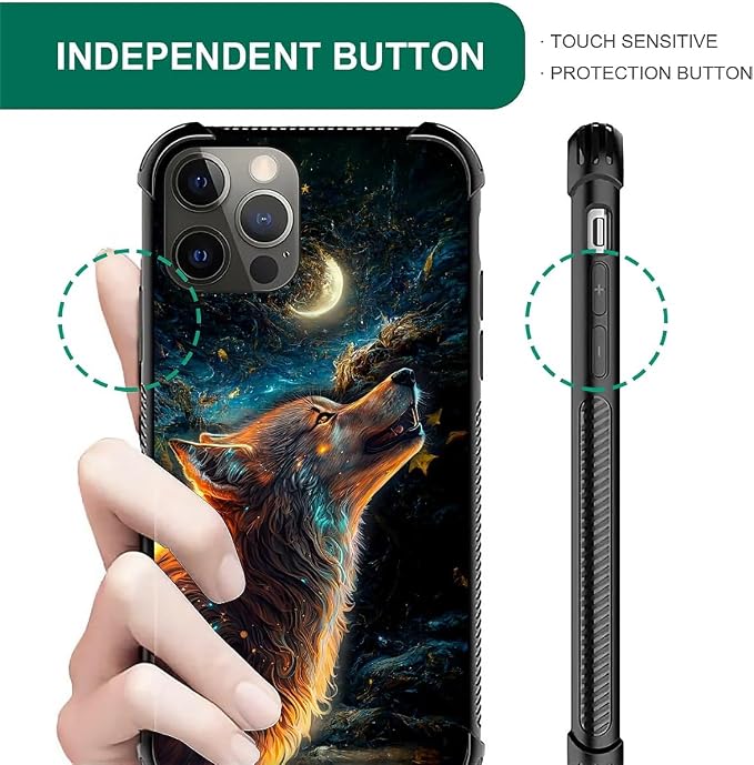 for iPhone 11 Pro Max Case, Star Cave Hungry Wolf Pattern Graphic Design Girl - Image 6