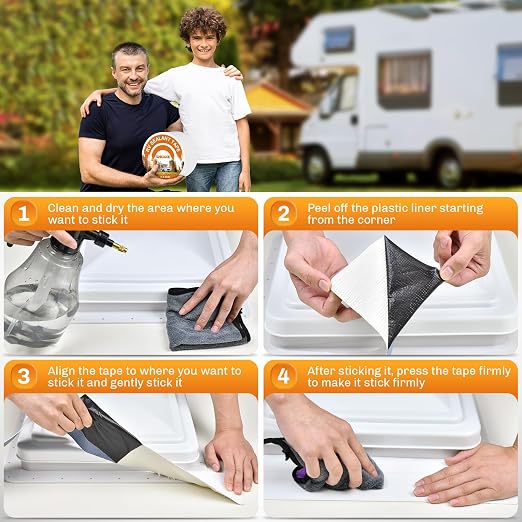 WELLUCK RV Roof Tape Sealant Roofing Tape, 4 Inch X 50 Foot Natural White RV - Image 7