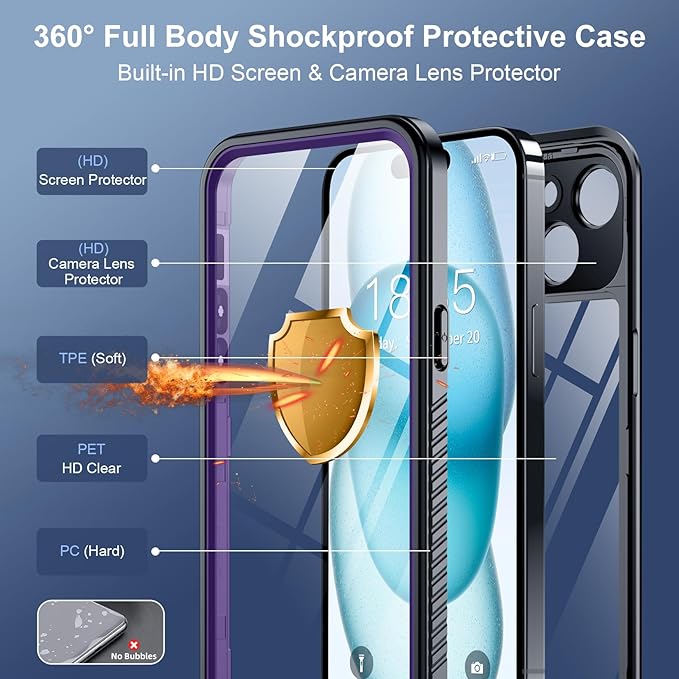 SPIDERCASE for iPhone 15 Case Waterproof, Built-in Lens & Screen Protector - Image 6