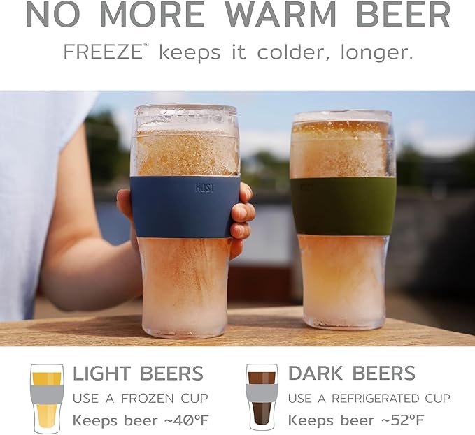 Host FREEZE Beer Glasses, Frozen Beer Mugs, Freezable Pint Glass Set, Insulated - Image 2
