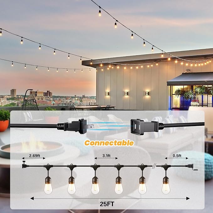 Svater 25 FT Outdoor String Lights 2W, Patio Light - Image 4