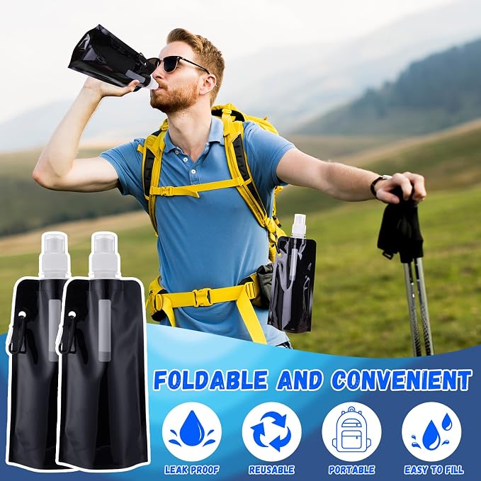 Teenyyou 24 Pack Collapsible Water Bottles Bulk 16oz Foldable Water Bottles - Image 5