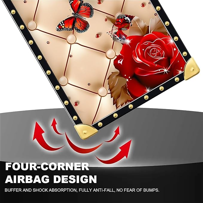 Compatible with iPhone XR Case, Shining Red Rose Butterfly Leather Background - Image 6