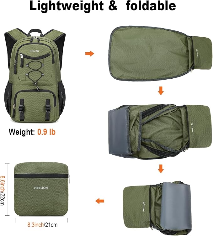 Nerlion Lightweight Foldable 35L Hiking Backpack Travel Backpack - Image 4
