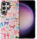 for Samsung Galaxy S25 Ultra Case, HL2 Aesthetic Color Bow Tie Hybrid 2 Layer by Unknown