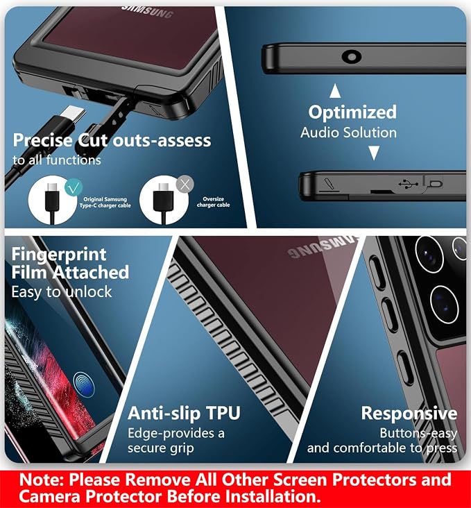 SPIDERCASE Designed for Samsung Galaxy S22 Ultra Case Waterproof, Built-in - Image 5