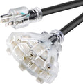 3FT 12/3 Extension Cord Heavy Duty Black 3-Outlet Indoor/Outdoor SJTW Lighted by Mshyet