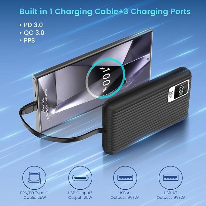 25W Super Fast Charging Portable Charger Power Bank - Image 2