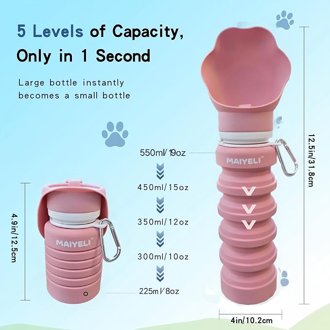 Portable Dog Water Bottle, Collapsible Silicone Dog Water Bottle - Image 5