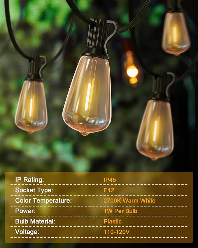 Doukedge String Lights for Outside, 150FT Patio Lights Outdoor Waterproof - Image 4