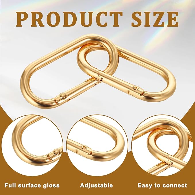 JJUNW 2Pcs Gold Carabiner, Metal Keychain Clip - Image 6