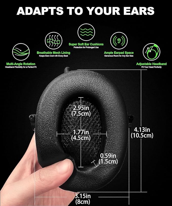 PROHEAR 033 Upgraded Bluetooth 5.4 Hearing Protection Headphones - Image 6