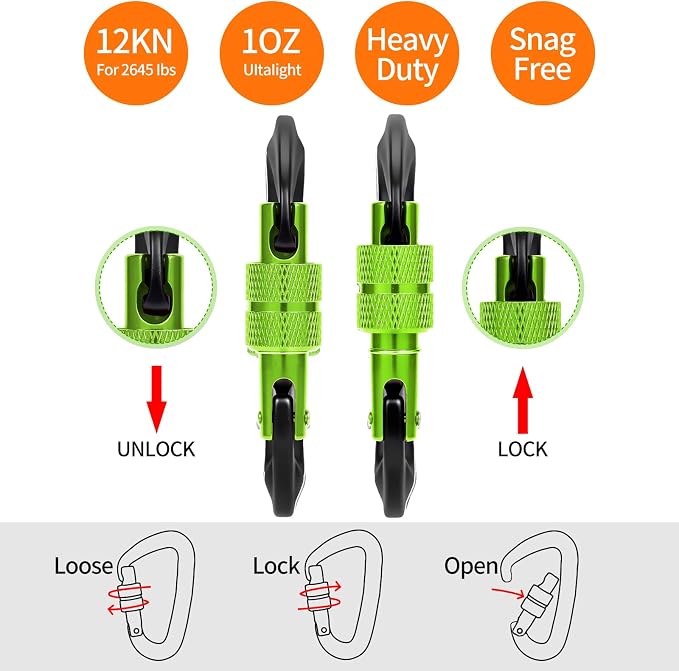 B-Mardi Carabiner Clips Heavy Duty 12kN-Lightweight Locking Carabiners - Image 3