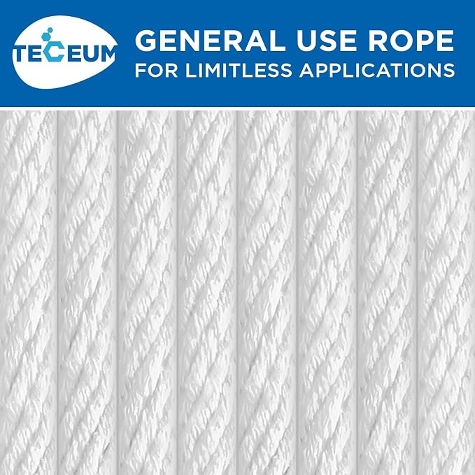 TECEUM Cotton Rope 3/16” – 50 FT – Strong All-Purpose Braided Rope – Natural - Image 9