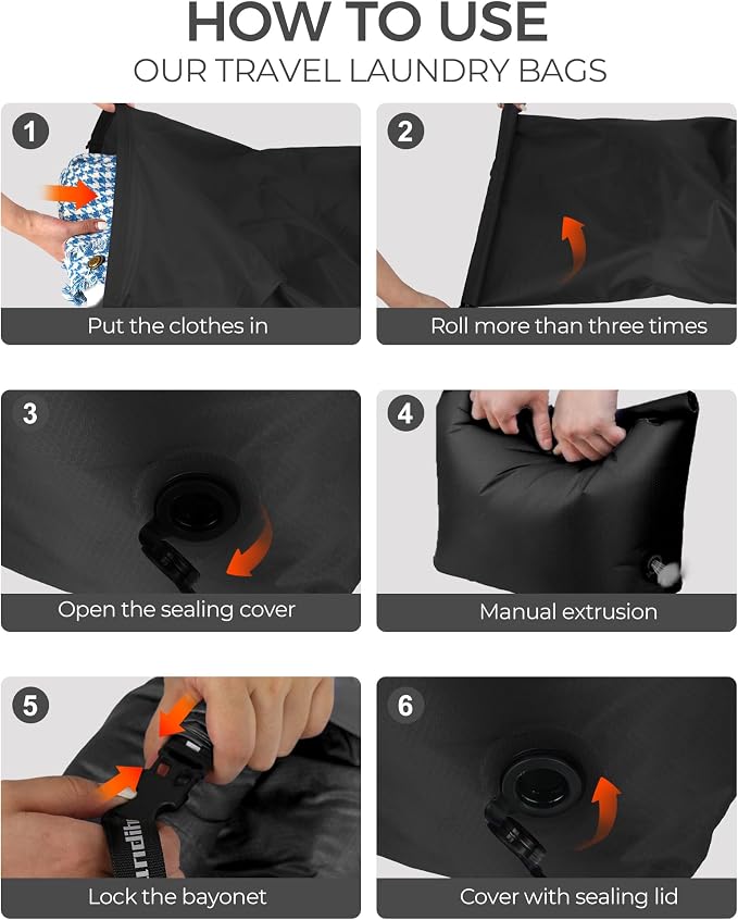 Travel Laundry Bag, Pump-Free Vacuum Compression Dirty Clothes Bag, Reusable - Image 7