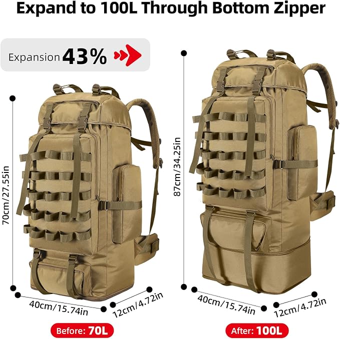 70L/100L Camping Hiking Backpack - Image 2