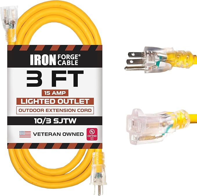 Iron Forge Cable Outdoor Extension Cord 3 Ft by IronForgeCable