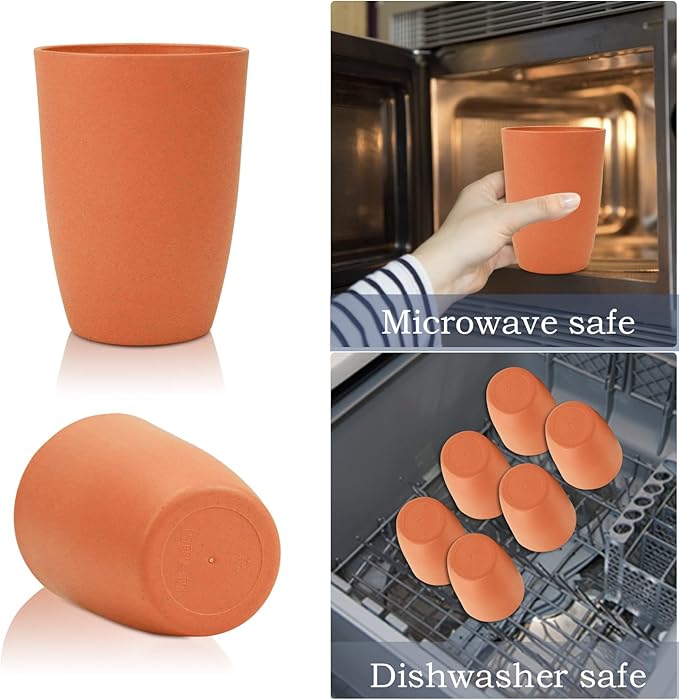 Wheat Straw Cups 6 PCS Good Alternative to Plastic Reusable Cups 12 oz - Image 6