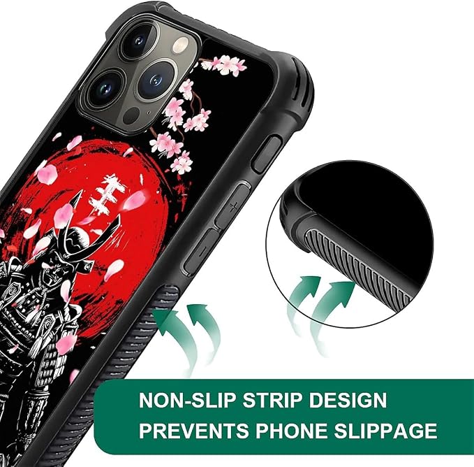 for iPhone 15 Pro Case, Sakura Japanese Samurai Pattern Graphic Design Girl Boy - Image 6