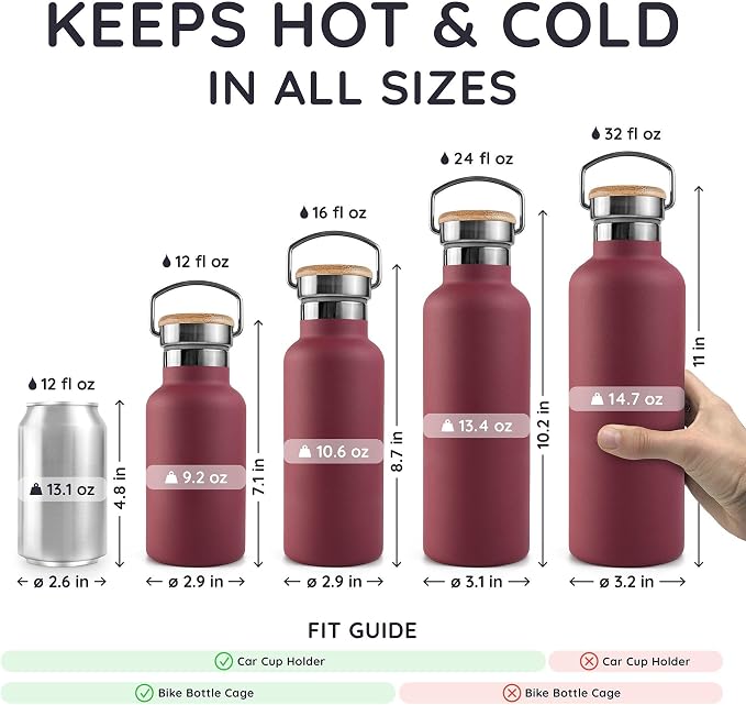 Bambaw 16 oz Water Bottle Insulated, Reusable Stainless Steel Water Bottle - Image 5