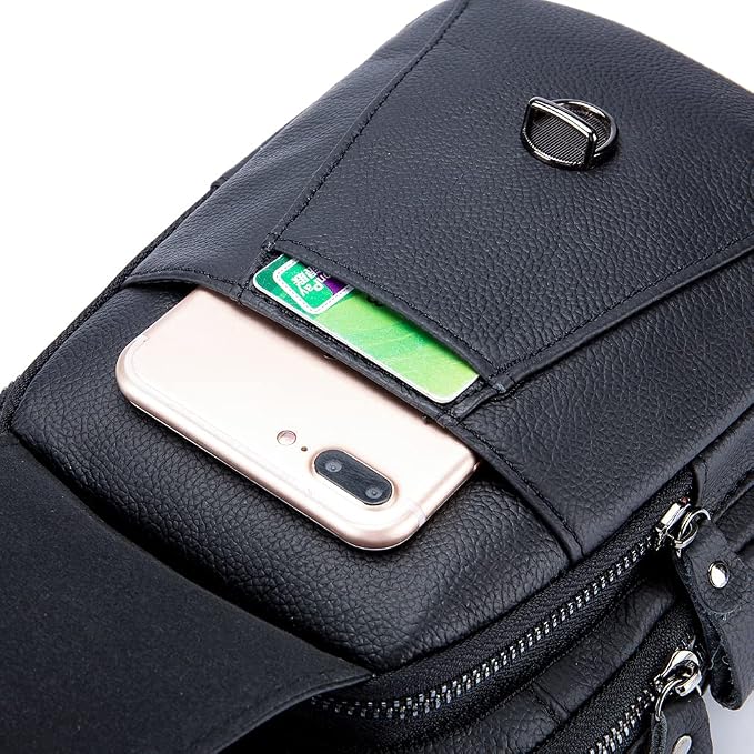 Hebetag Leather Sling Bag Crossbody Backpack - Image 6
