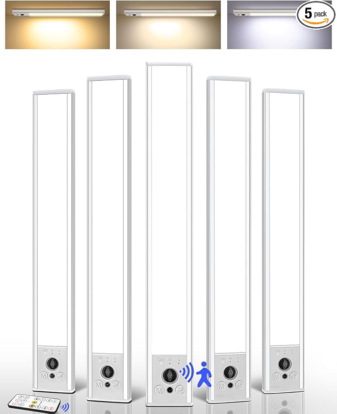 EZVALO 5-Pack Under Cabinet Lighting, 4000mAh Rechargeable Motion Sensor Light by EZVALO