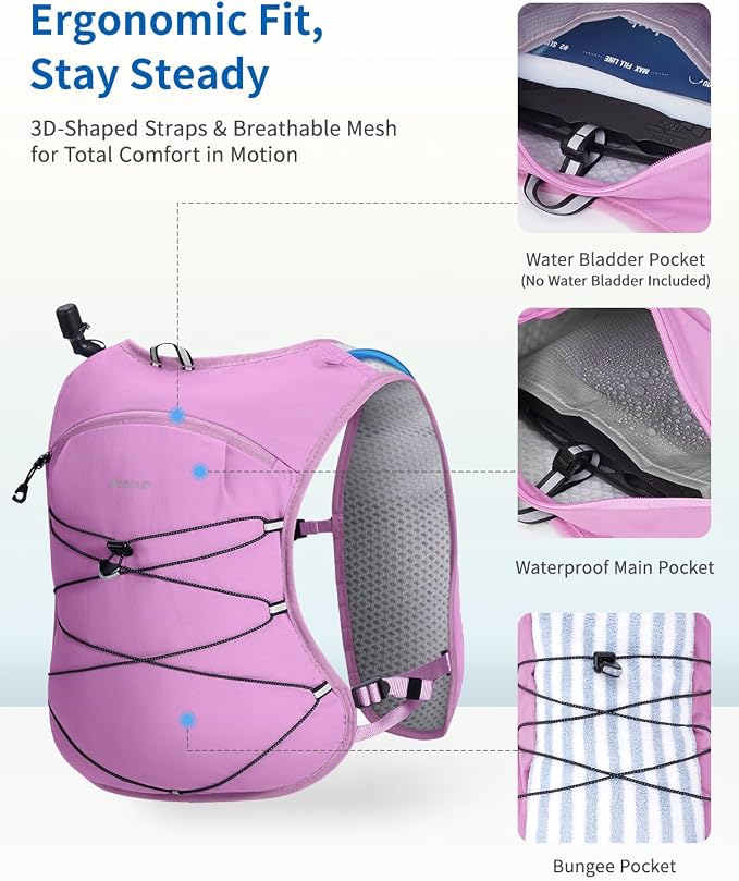 ECOHUB Running Hydration Vest Backpack, Lightweight Hydration Pack Bag Daypack - Image 3