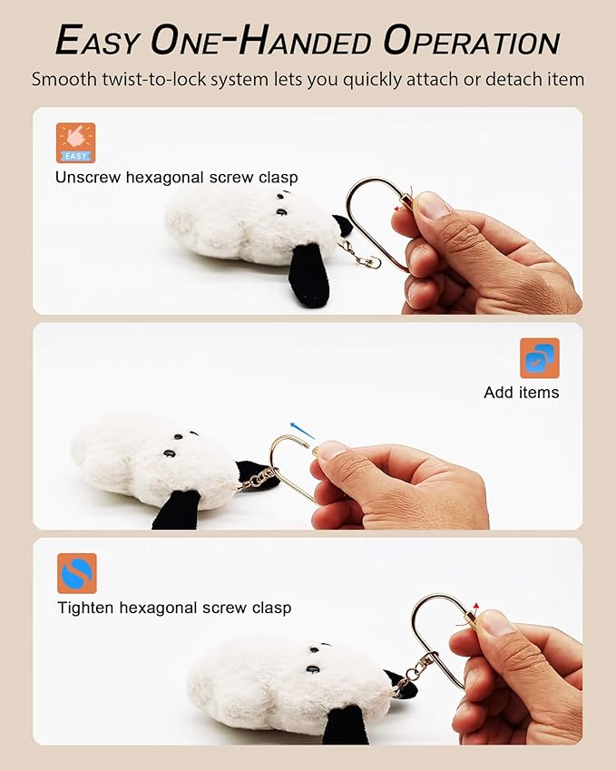 Brass Gold Carabiner Clip for Keys - Image 5