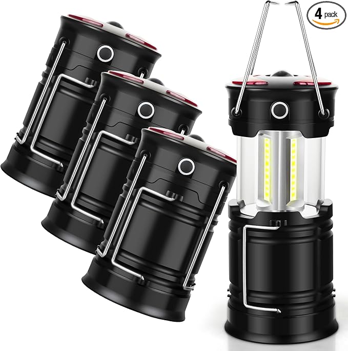 4 Pack Lantern Camping Essentials Lights, Led Flashlight by EZORKAS+LANTERN