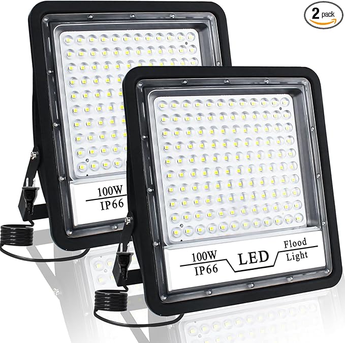 CREATESTAR 2 Pack 100W LED Flood Light Outdoor, 10000LM Bright LED Work Lights by CREATESTAR