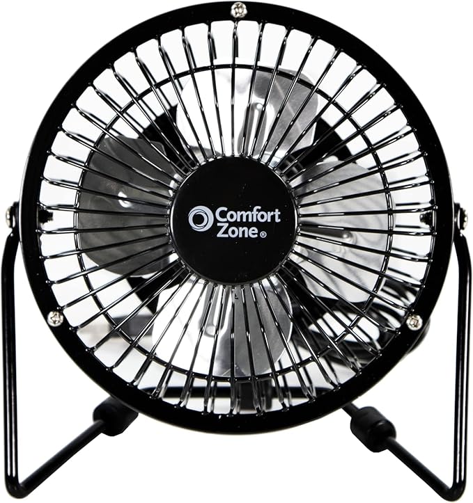 Comfort Zone 4-inch All-Metal Mini Desk Fan – High Velocity Portable USB Fan - Image 2