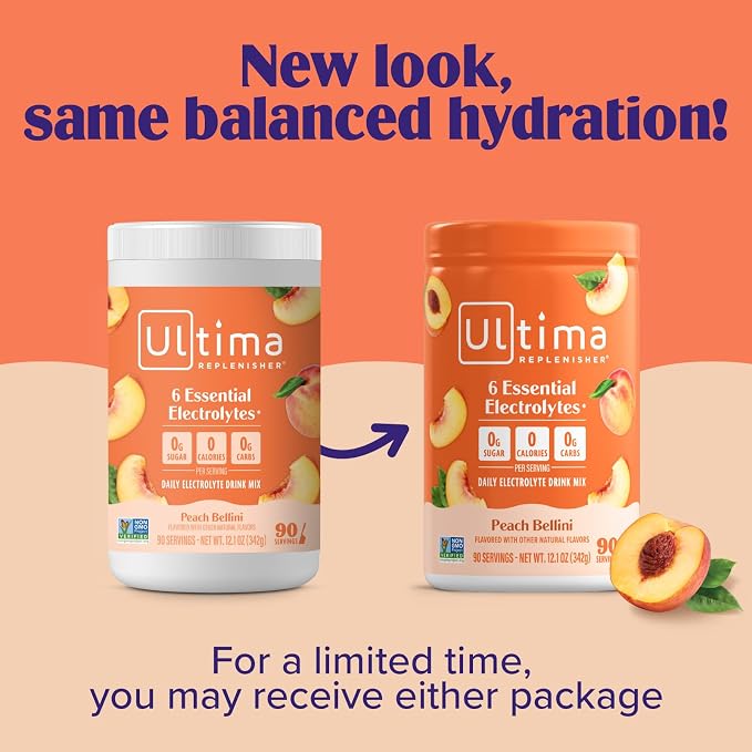 Ultima Replenisher Mocktini Electrolyte Powder Drink Mix – Sugar Free – Peach - Image 4