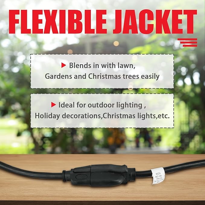 EP 6FT Black Outdoor Extension Cord, 16/3 SJTW Heavy Duty Waterproof, 3 Prong - Image 4