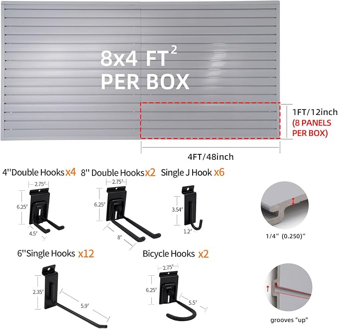 FRAYSCENT Slat Wall Paneling Garage Slat Wall Storage Systems Slatwall Panels - Image 3