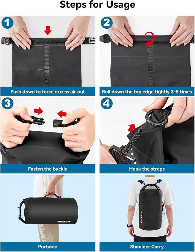 HEETA Waterproof Dry Bag for Women Men, 5L/10L/20L/30L/40L Roll Top Lightweight - Image 4