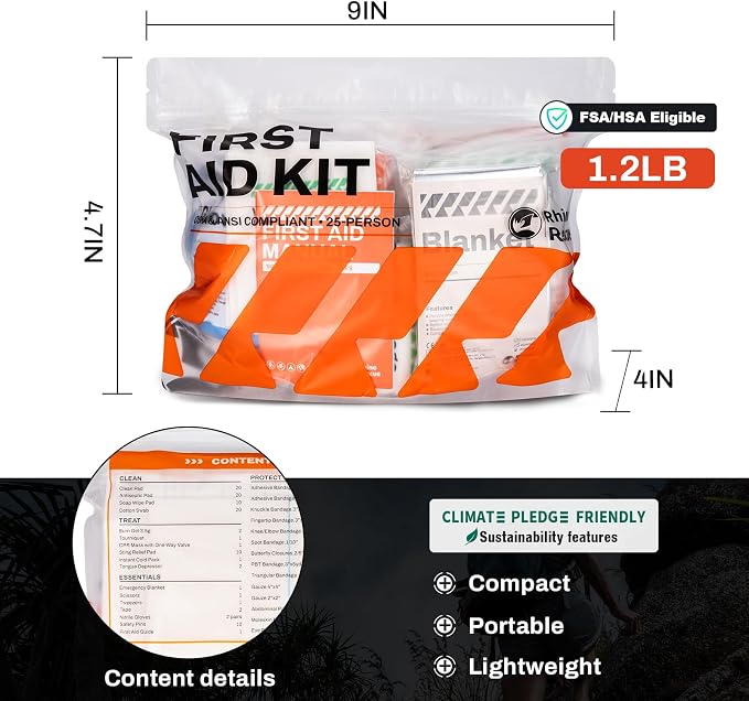 RHINO RESCUE 220 Pieces First Aid Kit Refill Bag, Emergency Extra Replacement - Image 2