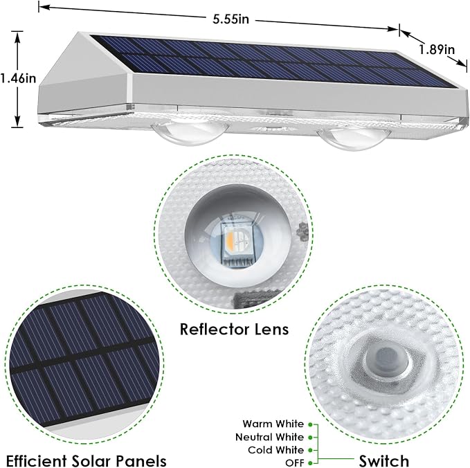 LIANGLOME 2 Pack Solar Fence Lights Outdoor, 2PK Solar Outdoor Light Warm White - Image 5