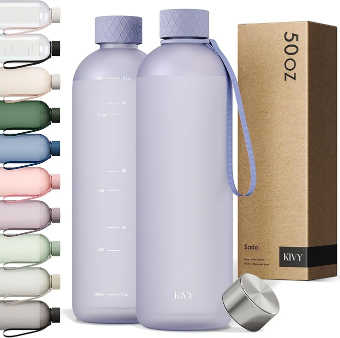 KIVY Large Water Bottle 50oz Fits Backpack & Cupholder by KIVY