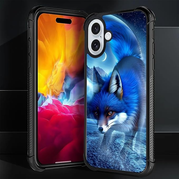 for iPhone 16 Case, Snowy Mountain Fox Lake Pattern Graphic Design Girl Boy - Image 2