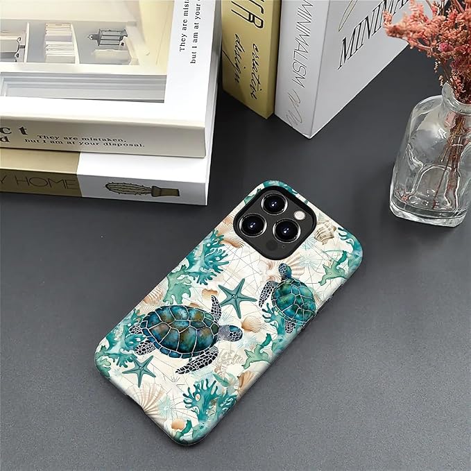 for iPhone 16 Pro Case, HH2 Ocean Sea Turtle Nautical Map Hybrid 2 Layer Hard - Image 5