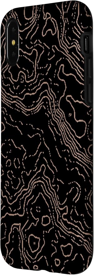 Topography Black & Brown Abstract Pattern Topographic Map Case - Image 2