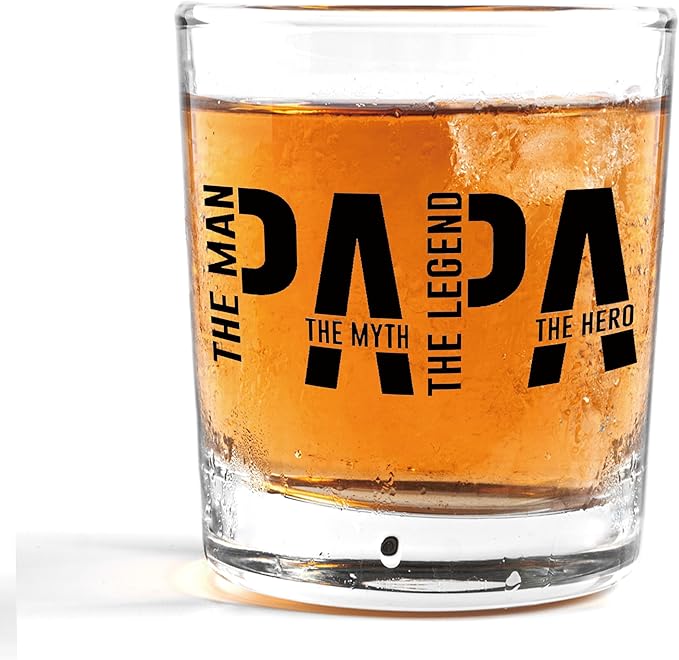 Nogrit Papa Gifts Whiskey Glasses 10 oz, Papa Dad Gifts by Nogrit