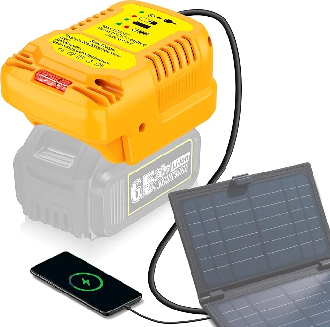 Solar Charger Adapter for Dewalt 20V/60V Battery, Outdoor Work by MAKBOS