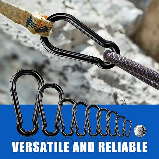 Small Carabiner Clip Hook, 2.36 inch 15 pcs Black Heavy Duty Spring Snap Hook - Image 7