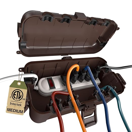 Flemoon Medium Outdoor Electrical Box, IP54 Waterproof Extension Cord Cover w/6 by FLEMOON