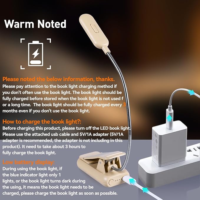 VAVOFO Rechargeable Book Light for Reading in Bed Kids, 7 LED Reading Light - Image 5