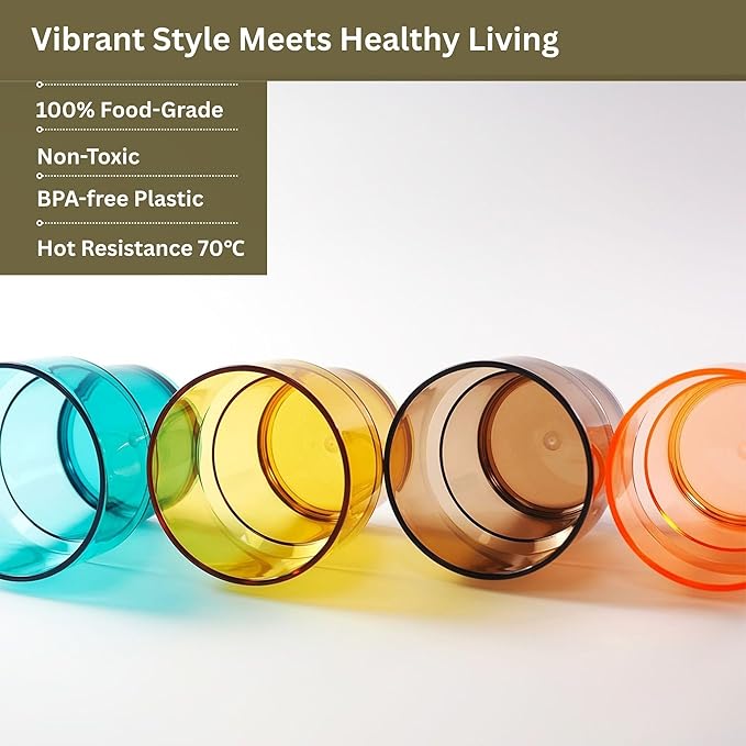 14 oz Plastic Stackable Drinking Tumblers, Dishwasher Safe, Durable - Image 3