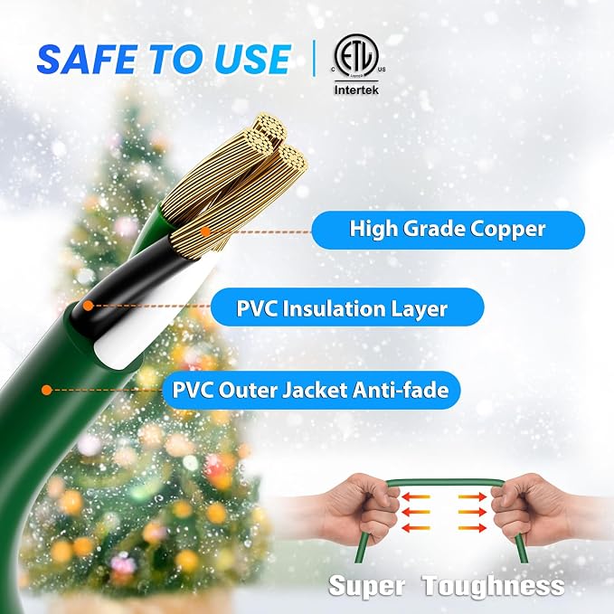 K KASONIC - 46FT Christmas Lights Outdoor Extension Cord - Image 3