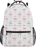 Wamika Pink Bow Girls Backpack Cute Heart Bowknot Ribbon School Backpacks Kids by Wamika